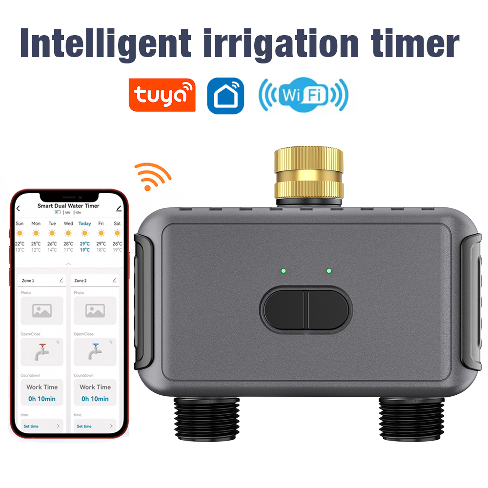 Smart Garden Kit - Wifi自動散水タイマー デュアルホース ガーデン灌漑システム リモコン式スプリンクラープログラマー 庭や芝生用