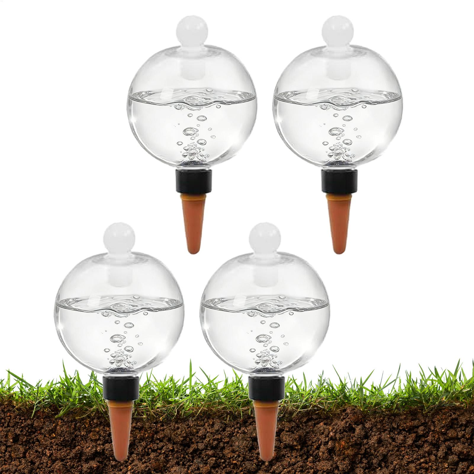 Plant Sensor - 植物散水用ボール 4個入り 500ml 透明自動給水グローブ 蓋付き鉢植え多肉植物用点滴灌漑装置 休暇用