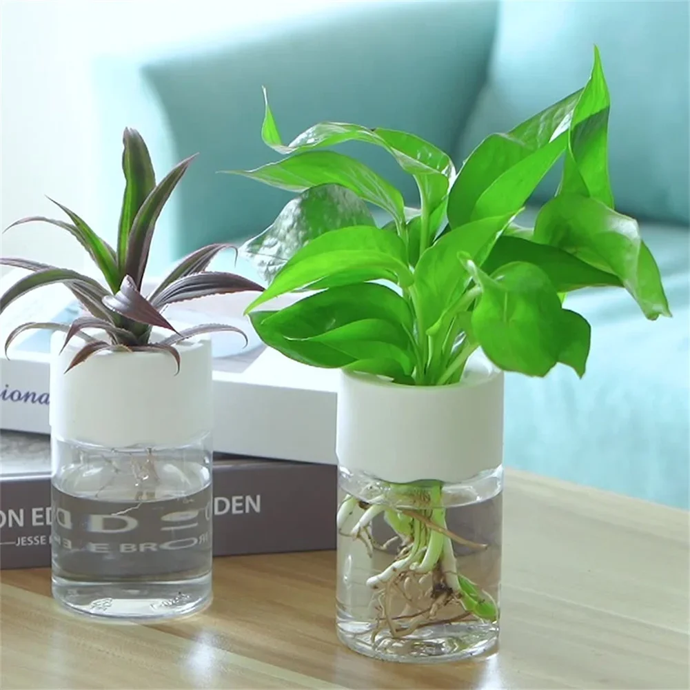 Hydroponic Grow Pod - ミニ水耕栽培フラワーポット透明土なし植木鉢家の装飾模造ガラスグリーン植木鉢デスクトップ窓用