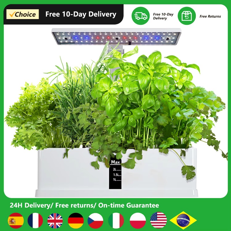 Smart Garden System - 9ポッドスマート水耕栽培システム 室内ガーデンキット 自動タイマー 高さ調整可能 15W LED育成ライト