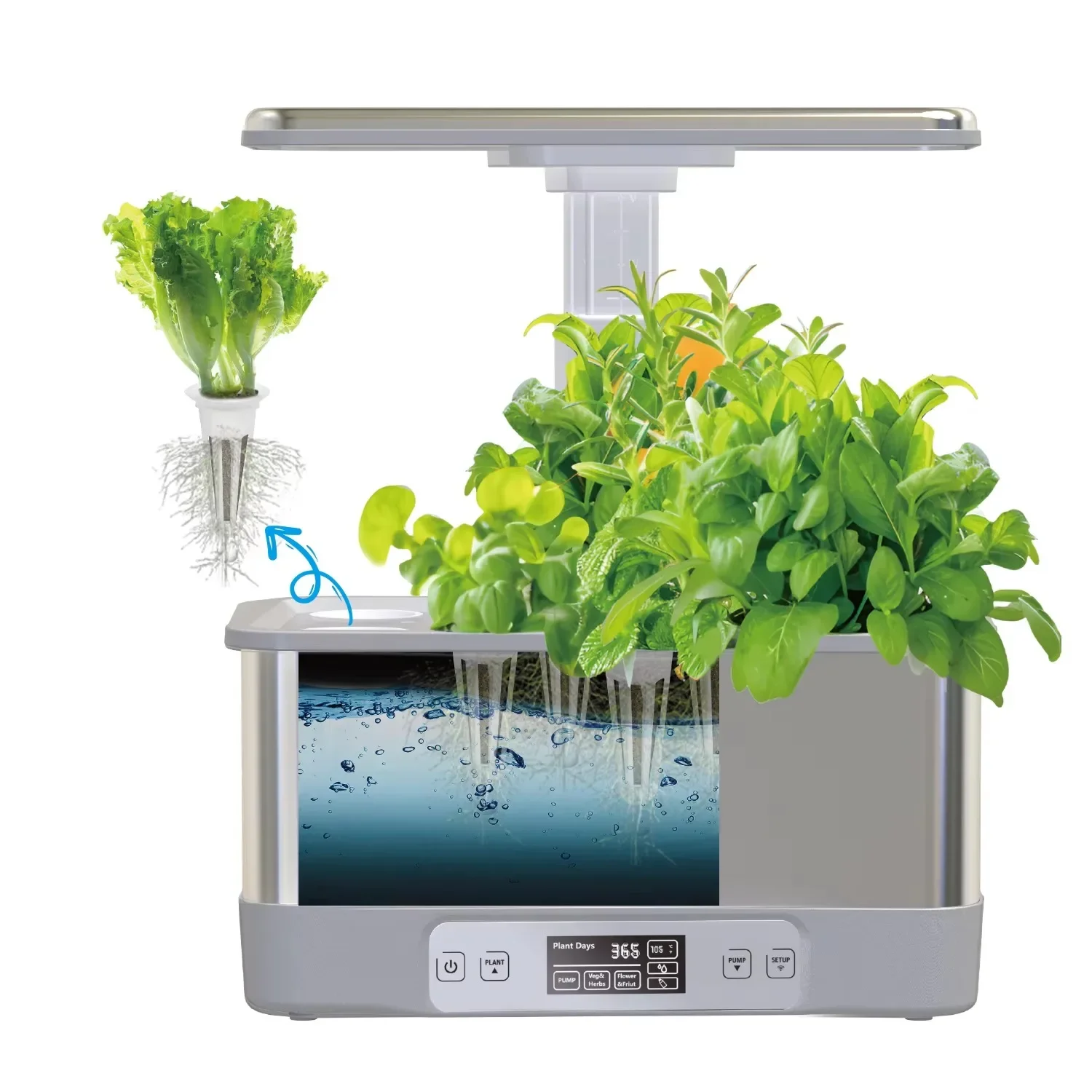 Hydroponic Grow Pod - New15ポッド水耕栽培室内庭園キット、自動タイマー、電源、育成ライト付きハーブプランターガーデンシステム