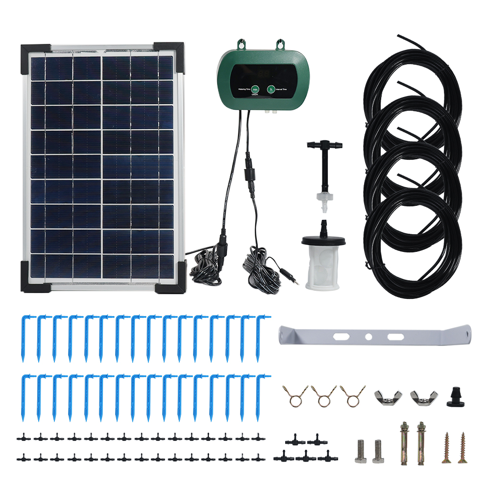 Smart Garden Kit - ソーラー水耕栽培装置 マイクロドリップポンプ ガーデン温室散水キット スマートコントローラー ドリッパー散水灌漑システム