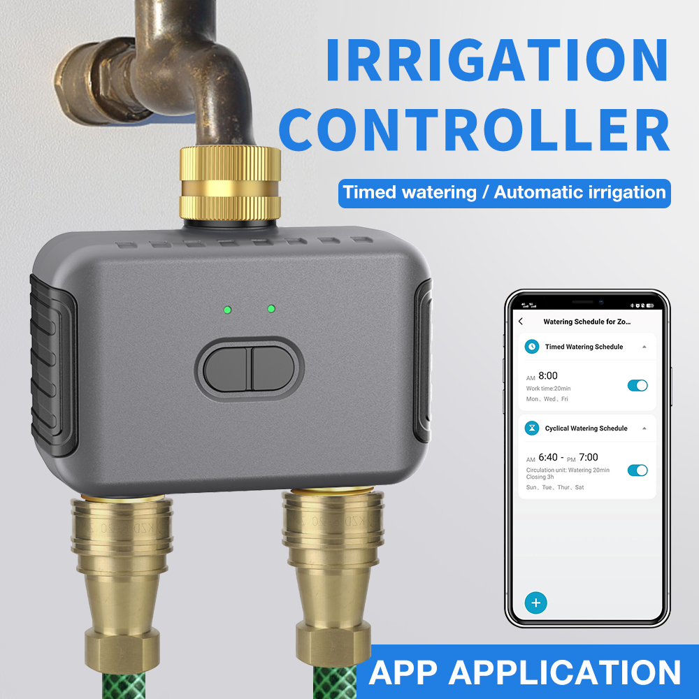 Automatic Watering - Tuya 2 ゾーン散水タイマー庭自動灌漑コントローラー散水システム点滴スプリンクラースマートライフ Alexa Google ホーム