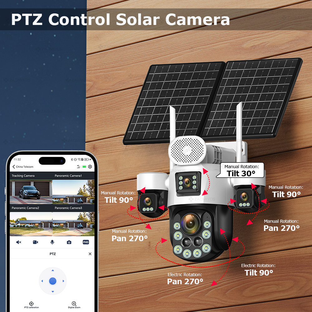 4レンズ屋外360度カメラ °   監視用ソーラーカメラ 2 - Garden Camera のレビューと価格