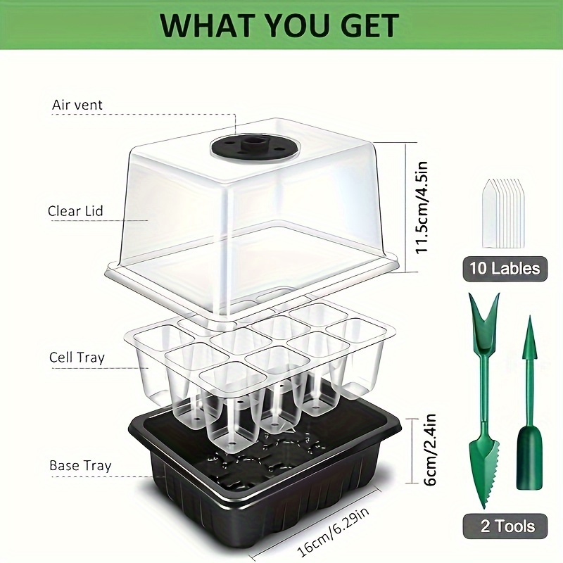 1/2/3パック 12/24/36セル種子発芽トレイ、8個の - Grow Light Led のレビューと価格