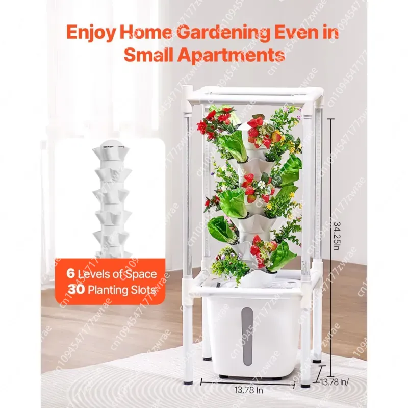 6段式垂直水耕栽培タワー、30ポッド、育成ライト、家庭用水耕 - Hydroponic Grow Pod のレビューと価格