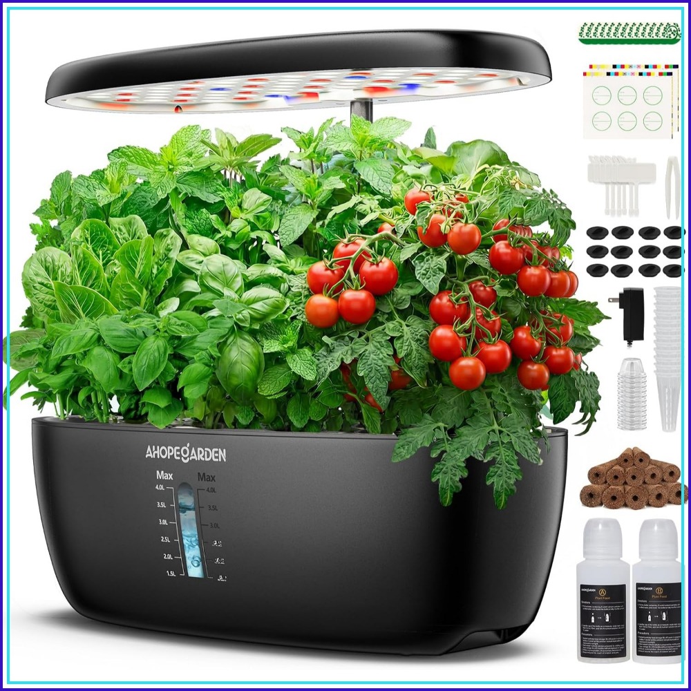 12ポッド水耕栽培ガーデン、LED育成ライト付き、屋内ハーブ - Indoor Garden Kit のレビューと価格