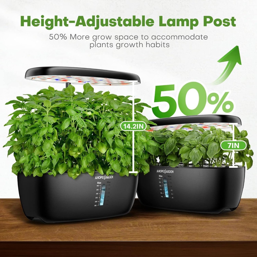 12ポッド水耕栽培ガーデン、LED育成ライト付き、屋内ハーブ - Indoor Garden Kit のレビューと価格