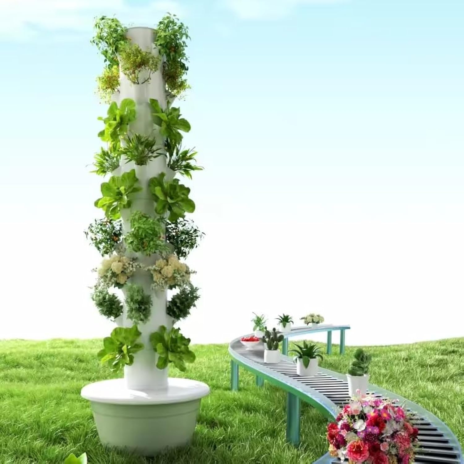 垂直水耕栽培タワー エアロポニックタワー 果物と野菜用 9層 - Hydroponic Tower のレビューと価格